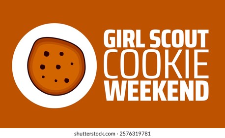 Girl Scout Cookie Weekend background banner or poster design template. observed every year in February. Holiday concept. Use to any Template, card, poster, placard, template.