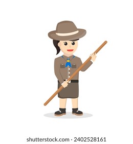 girl scout holding stick design character on white background
