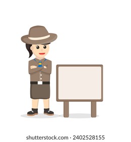 girl scout and sign design character on white background
