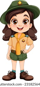 Girl-Scout auf einheitlicher Cartoon-Zeichengrafik