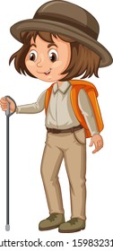 Girl in scout uniform on isolated background illustration