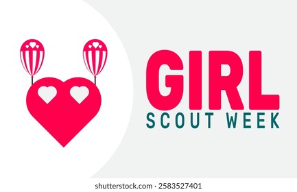 Girl Scout Week is celebrated in March. This holiday-themed design is perfect for backgrounds, Template, banners, greeting cards, posters with text, and social media posts. Vector illustration.