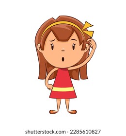 Girl scratching head, vector illustration
