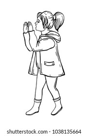 the girl screams in her cloak