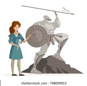 girl sculpting a warrior