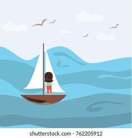 girl in the sea vector