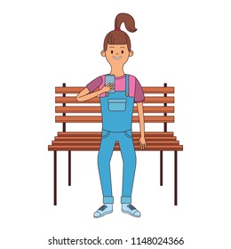 Girl seated on chair using smartphone