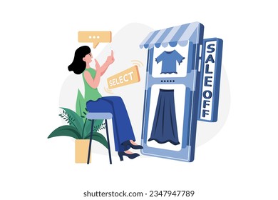 Girl selecting clothes from online shopping site