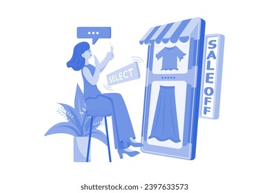 Girl selecting clothes from online shopping site