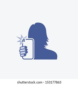 Girl self taking photo - vector illustration