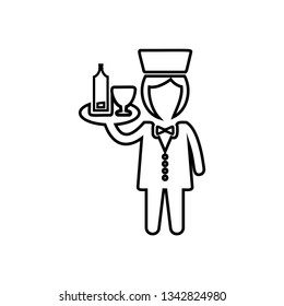 The girl is serving food - food serve vector icon