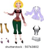 Girl with set of different clothes