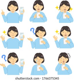 Girl set using a smartphone