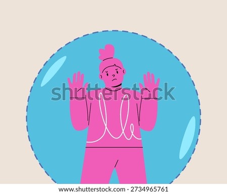 Girl setting personal boundaries concept. Colorful vector illustration
