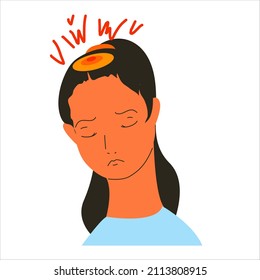 Una chica con un dolor de cabeza severo.