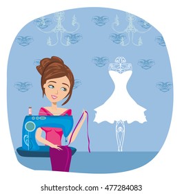 girl with sewing machine 