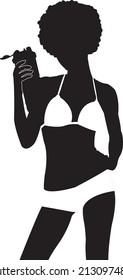 Girl With Shaker Vector Black Stock Vector