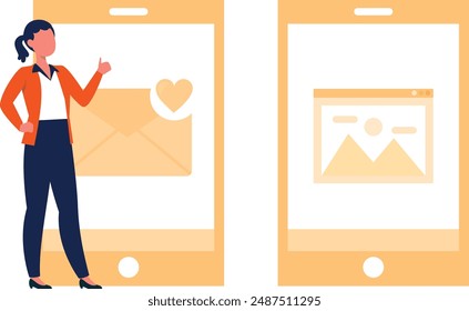 Girl sharing gallery data from mobile.