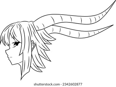 girl with sheep's horns cartoon illustration design