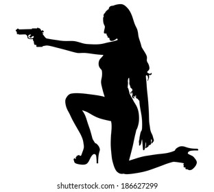 Girl Shooting, Vector 