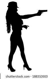 girl shooting, vector 