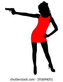 girl shooting, vector 