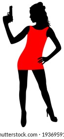 girl shooting, vector 