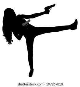 girl shooting, vector 