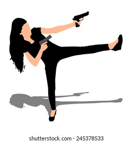 Girl shooting, vector 
