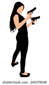 Girl shooting, vector 