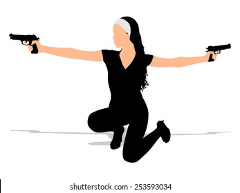 Girl shooting, vector 
