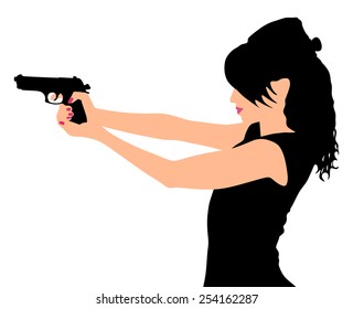 Girl shooting, vector 