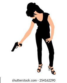 Girl shooting, vector 