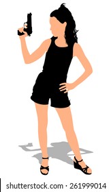 girl shooting, vector 