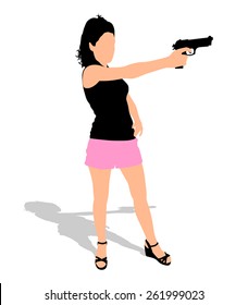 girl shooting, vector 