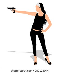 girl shooting, vector 
