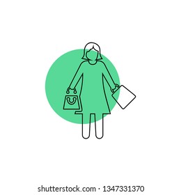 Girl shopper icon - vector