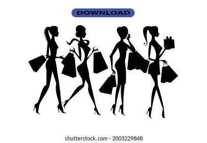 girl shopping icon or logo high resolution