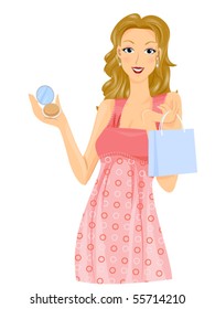 Chicas comprando maquillaje - Vector