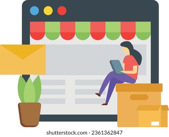 The girl is shopping online.