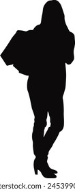 Girl Shopping Silhouette on White Background. Vector Illustration Design