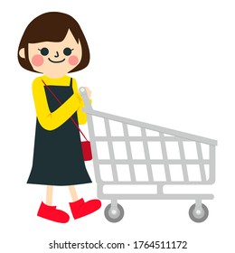 a girl Shopping in supermarket. 