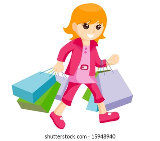 Girl Shopping - Vector