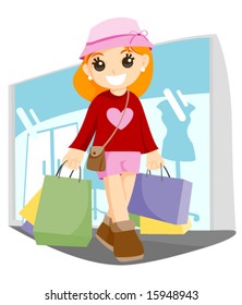 Girl Shopping - Vector