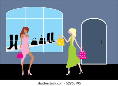 Girl Shopping - Vector
