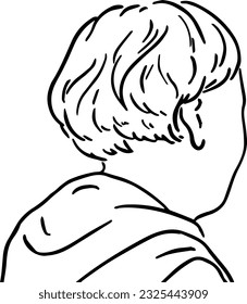 girl with short hair doodle linear cartoon coloring book