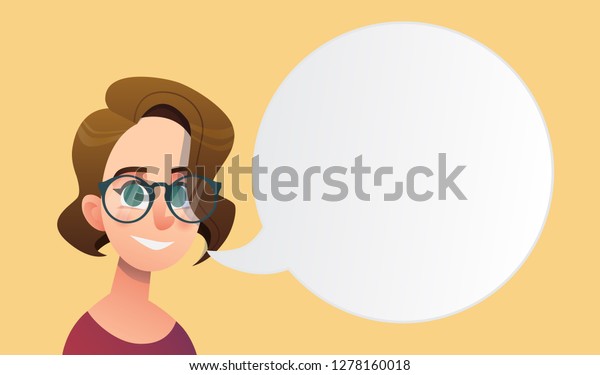 Girl Short Hair Glasses Cartoon Style Stock Vector Royalty Free