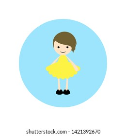 Girl, short hair illustration, flat animated cartoon illustration
