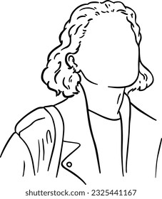 Girl with short hair in a jacket man doodle linear cartoon coloring