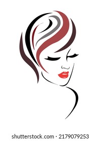  Girl with short  hair  and red lips